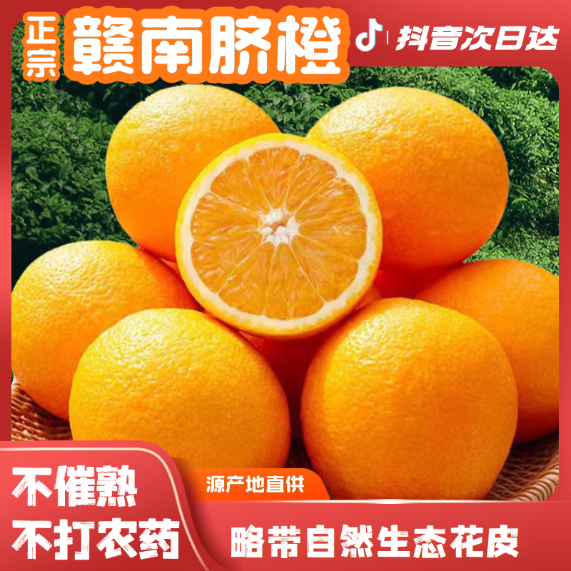 产地直供 赣南脐橙五斤箱装（果径70-95mm）鲜甜多汁酸甜可口不带叶发货