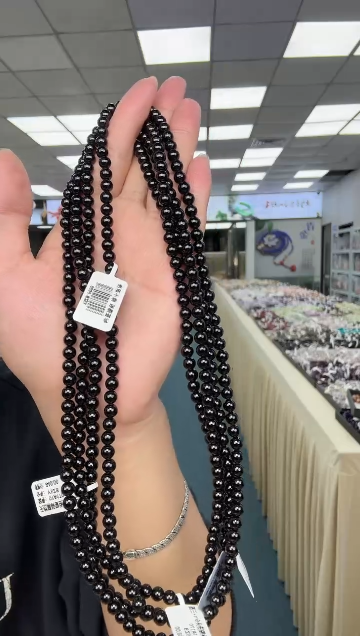 未镶嵌手串碧玺2-黑碧玺三圈6m+（多样性发其一）