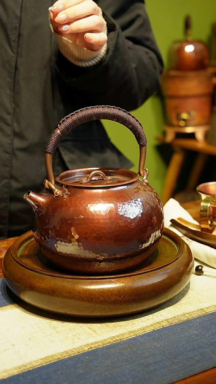 【闪购商品】纯紫铜枣红菩提烧水壶