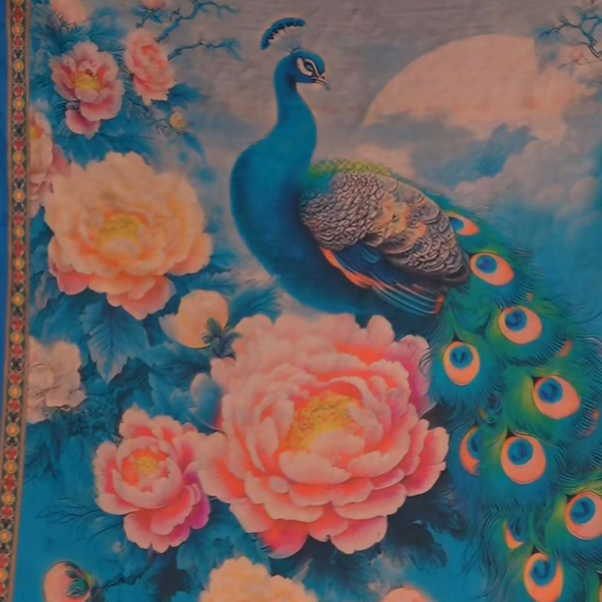 丝绸蚕丝 红云纱方巾