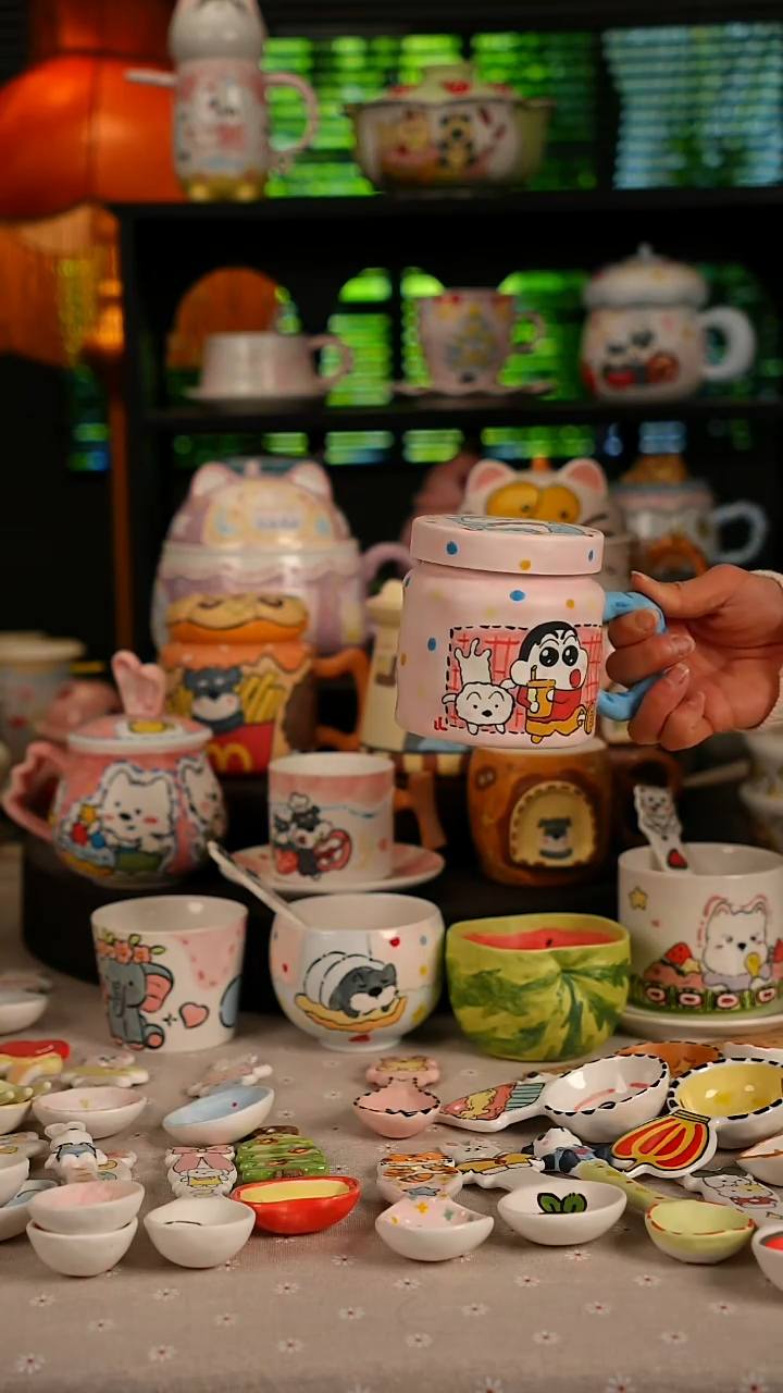 陶瓷无盖款景德镇高温釉下彩纯手绘创意瓷