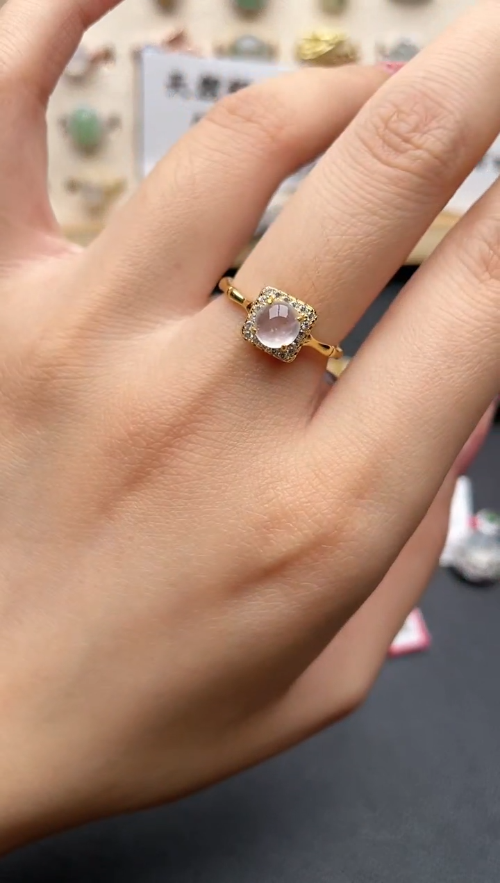 【闪购商品】翡翠戒指银S925镶嵌一物一证一礼盒