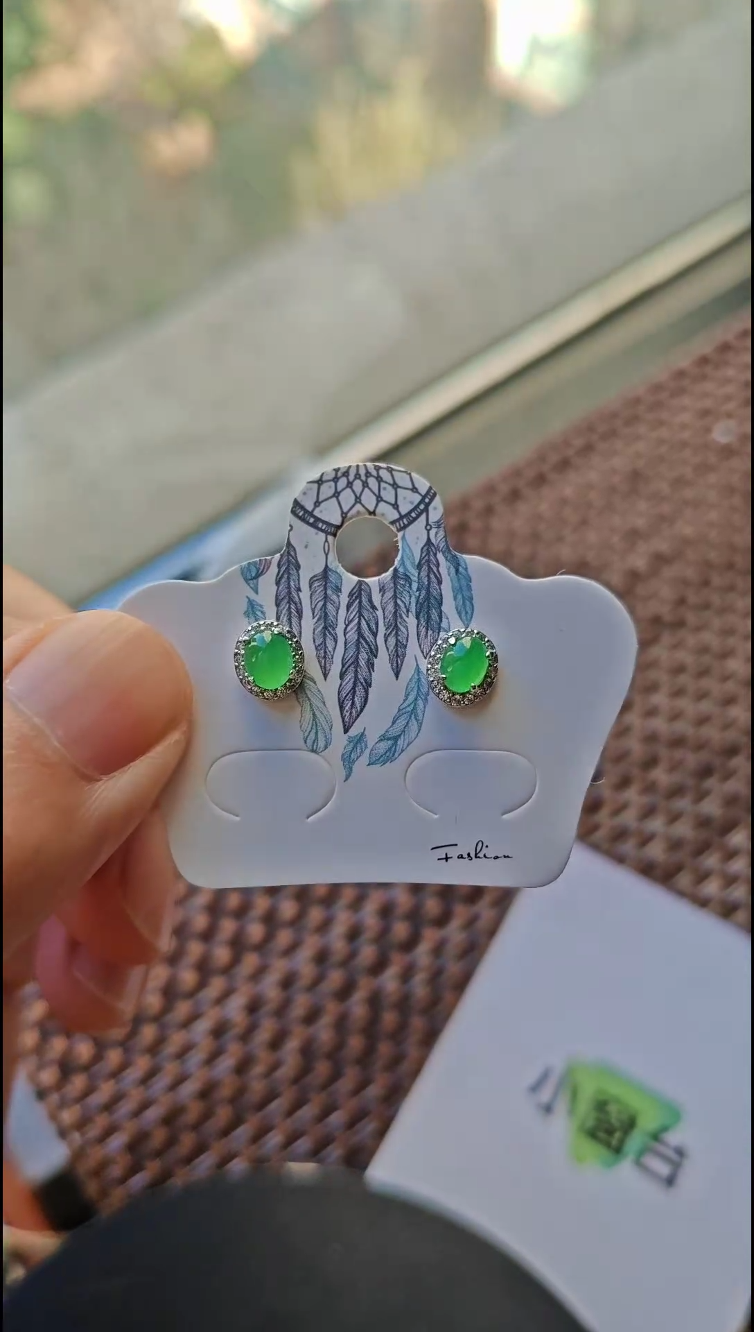 【闪购商品】翡翠耳饰银S925镶嵌翡翠耳饰S925银镶嵌