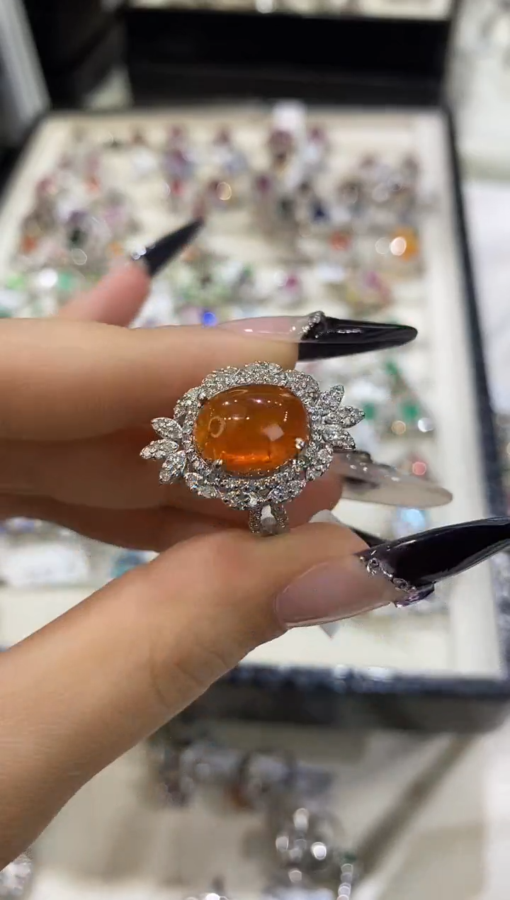 银S925镶嵌戒指定制石榴石楚楚珠宝中古甄选不退换