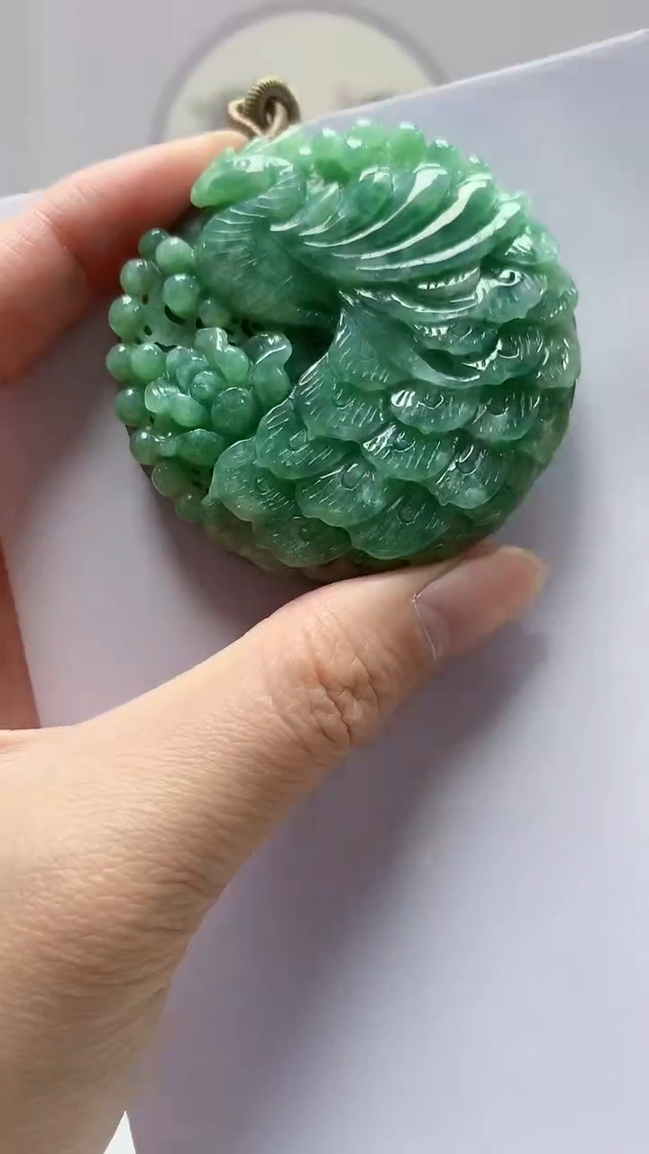 【闪购商品】定制翡翠未镶嵌4852zm-毛货挂件凤凰101