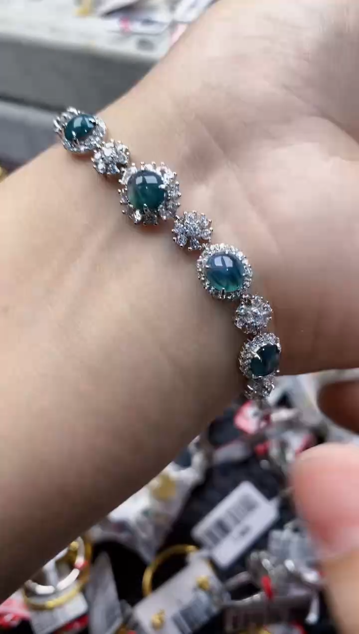 翡翠银S925镶嵌戒指88888---1