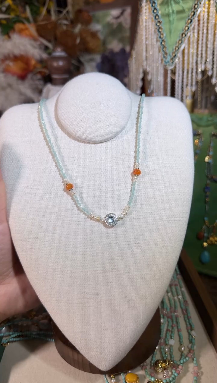 项链未镶嵌淡水珍珠海蓝宝 207