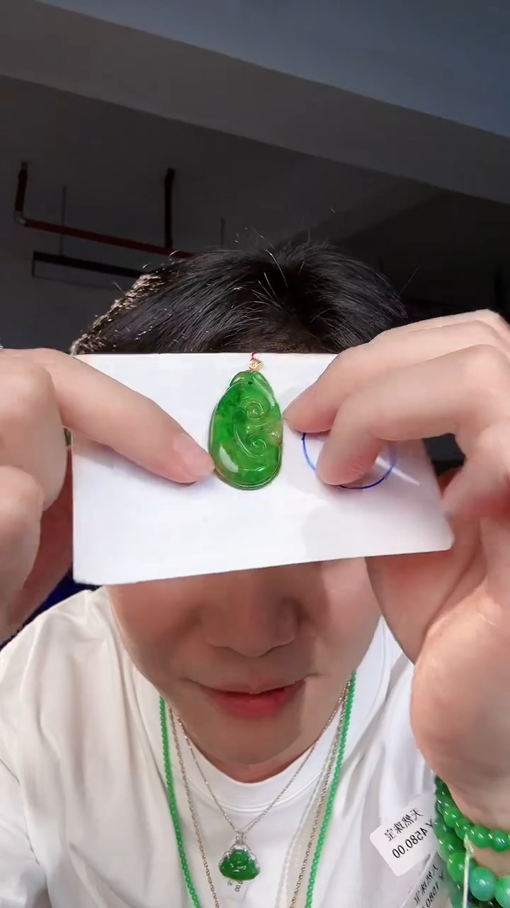 【闪购商品】翡翠颈饰18K金镶嵌缅料A货翡翠/支持复检/一件