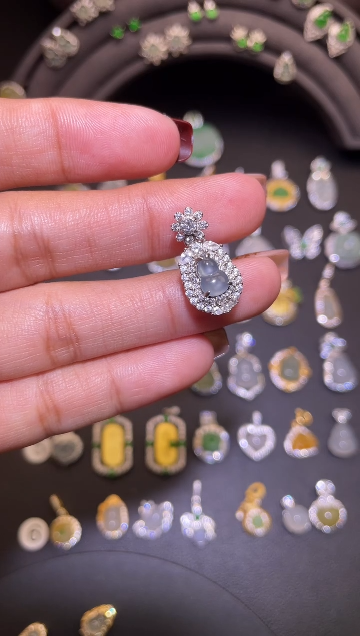 吊坠(不含链)银S925镶嵌翡翠1