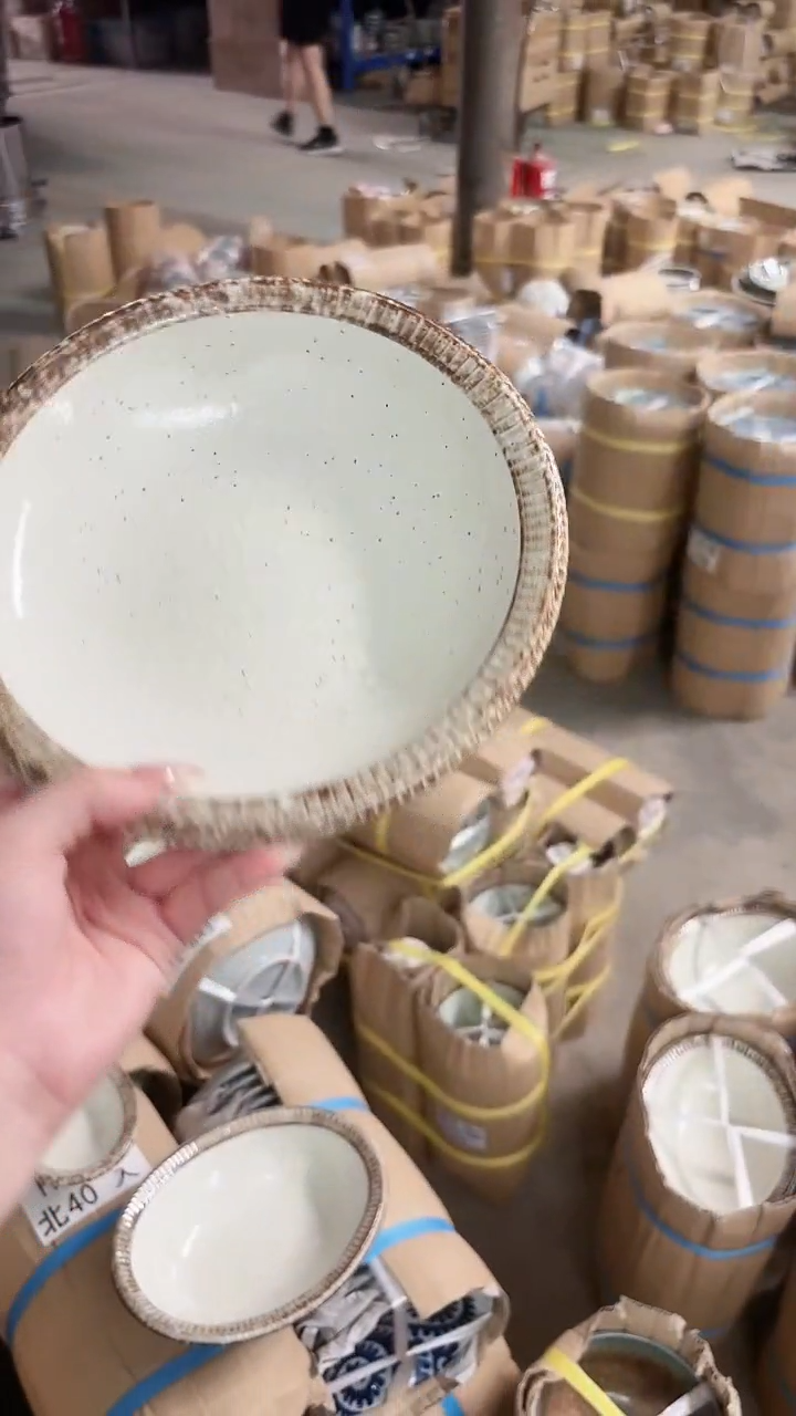 陶瓷【单支】日本进口美浓烧渕錆粉引深盘21cm