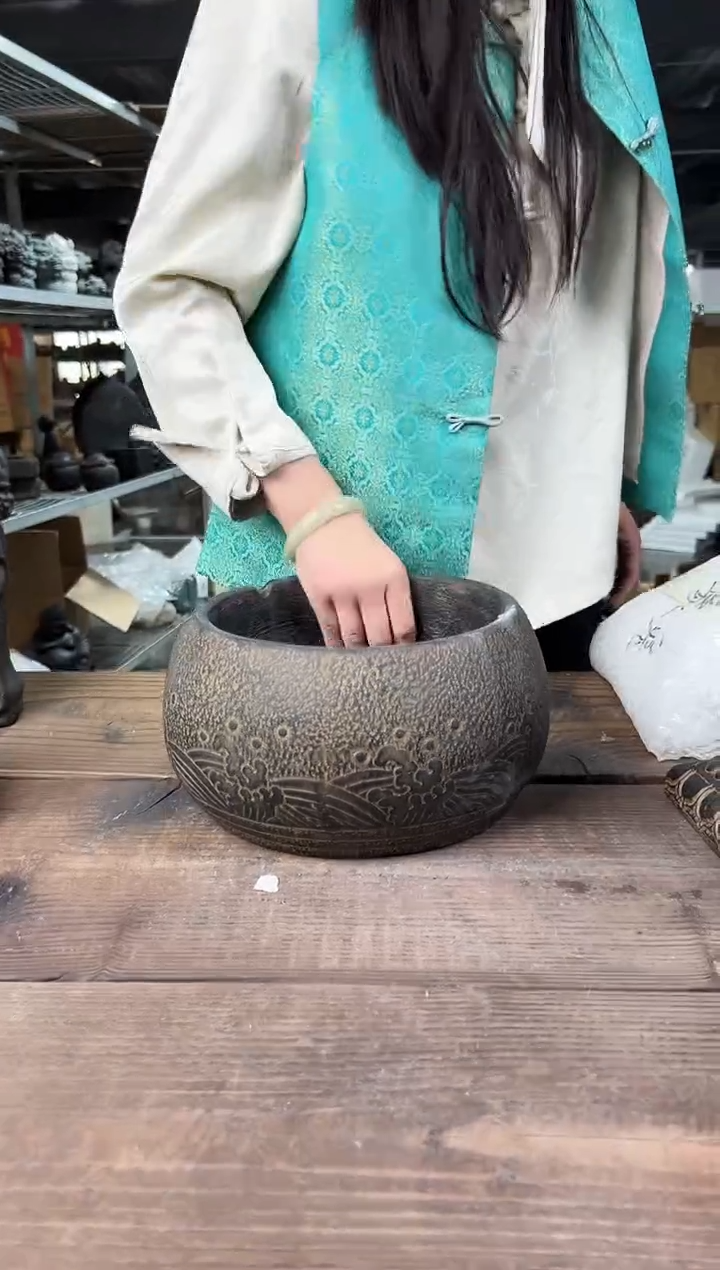 陶土【闪购商品】- 小龙龟流水圆缸盆