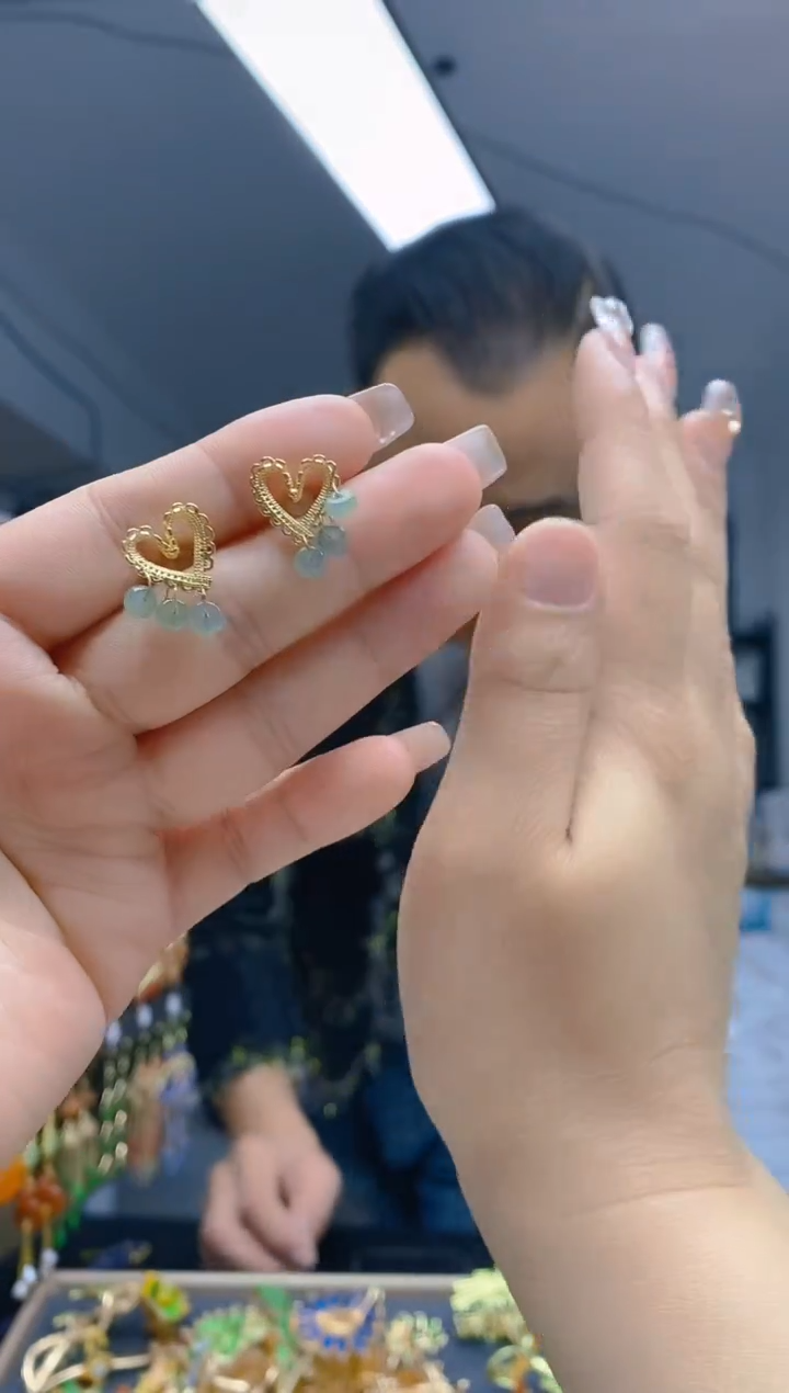 【闪购商品】翡翠耳饰合金91翡翠耳钉