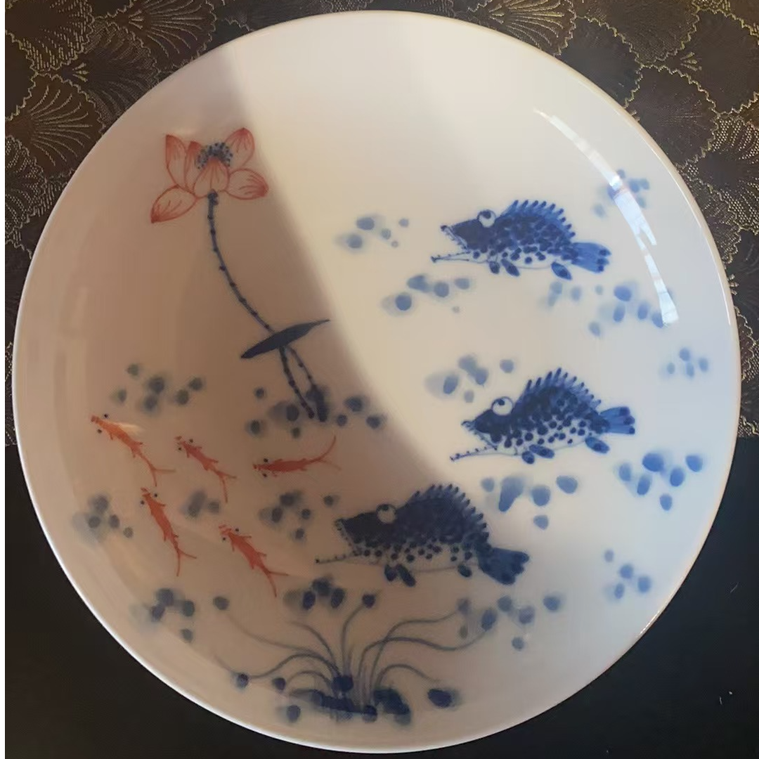 景德镇昱器荷花鳜鱼壶承微瑕