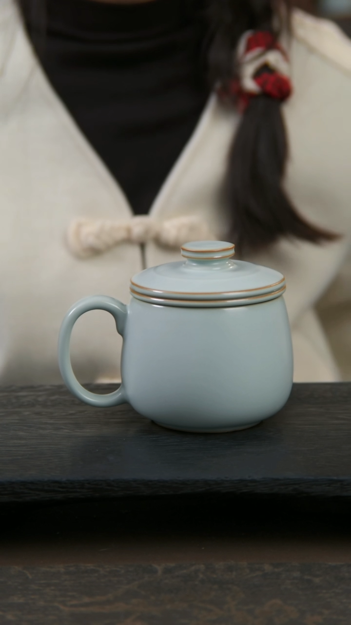 【闪购商品】杯玉环办公杯，带盖带茶漏设计，默认开片