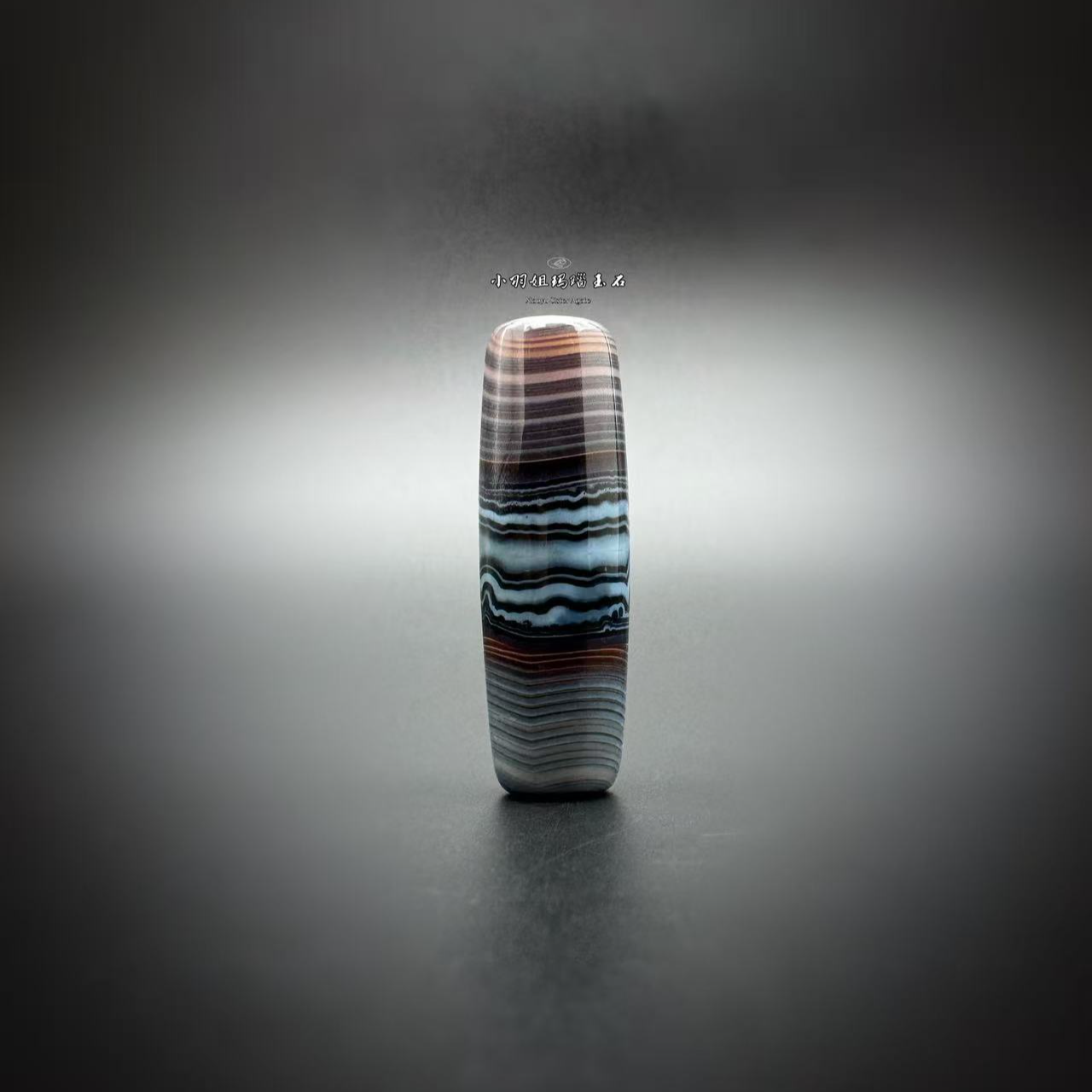 蓝沁缠丝玛瑙满线满糖勒子 尺寸 39*12.5