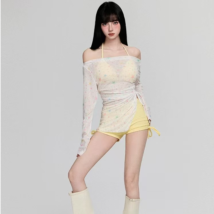 FMY/纯欲风泳衣性感女高级感长袖海边度假三件套分体保守夏季学生