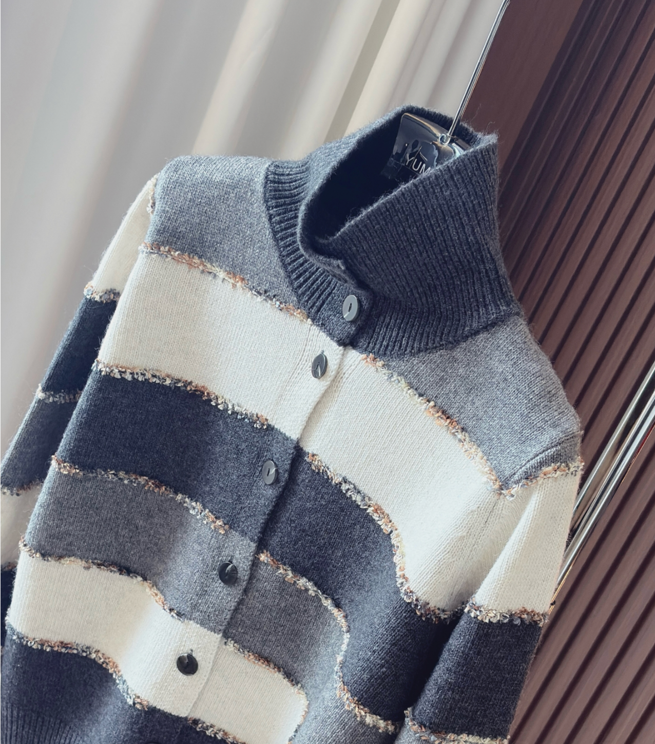 [小香风~开衫上衣女显瘦毛衣冬季宽松半高领针织外套