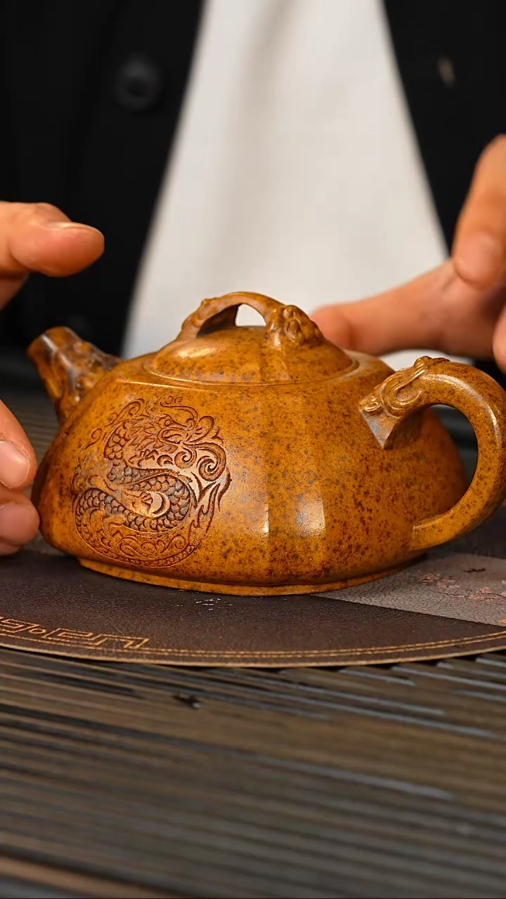 【闪购商品】紫砂茶壶ZST 柴烧 四方抽角石瓢