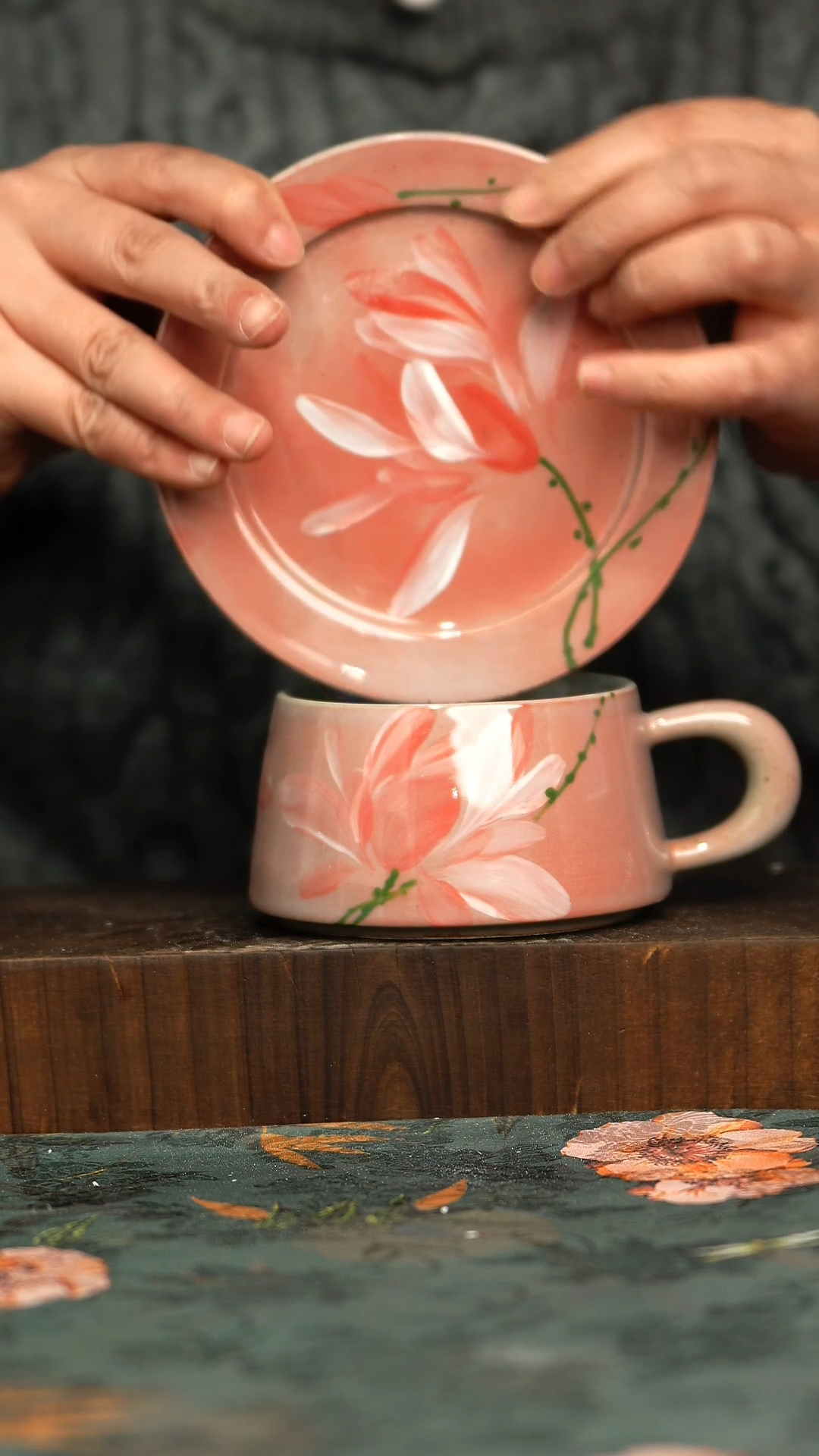 杯釉下彩手工手绘同款陶器