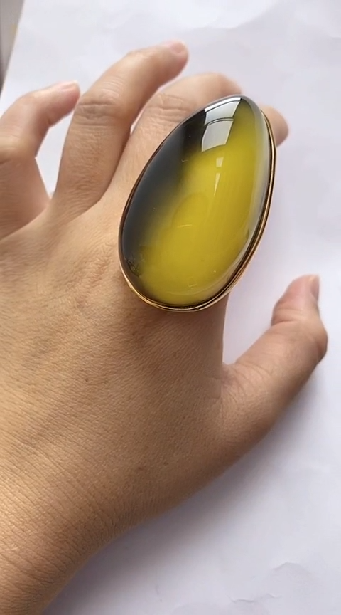 【闪购商品】琥珀裸石银S925镶嵌琥珀戒指