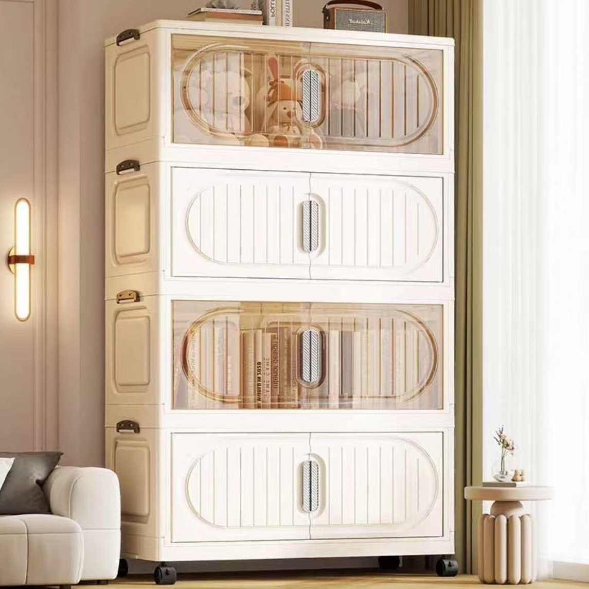 【拍4层发五层】80面宽加高折叠储物柜整理柜零食柜落地家用储物柜