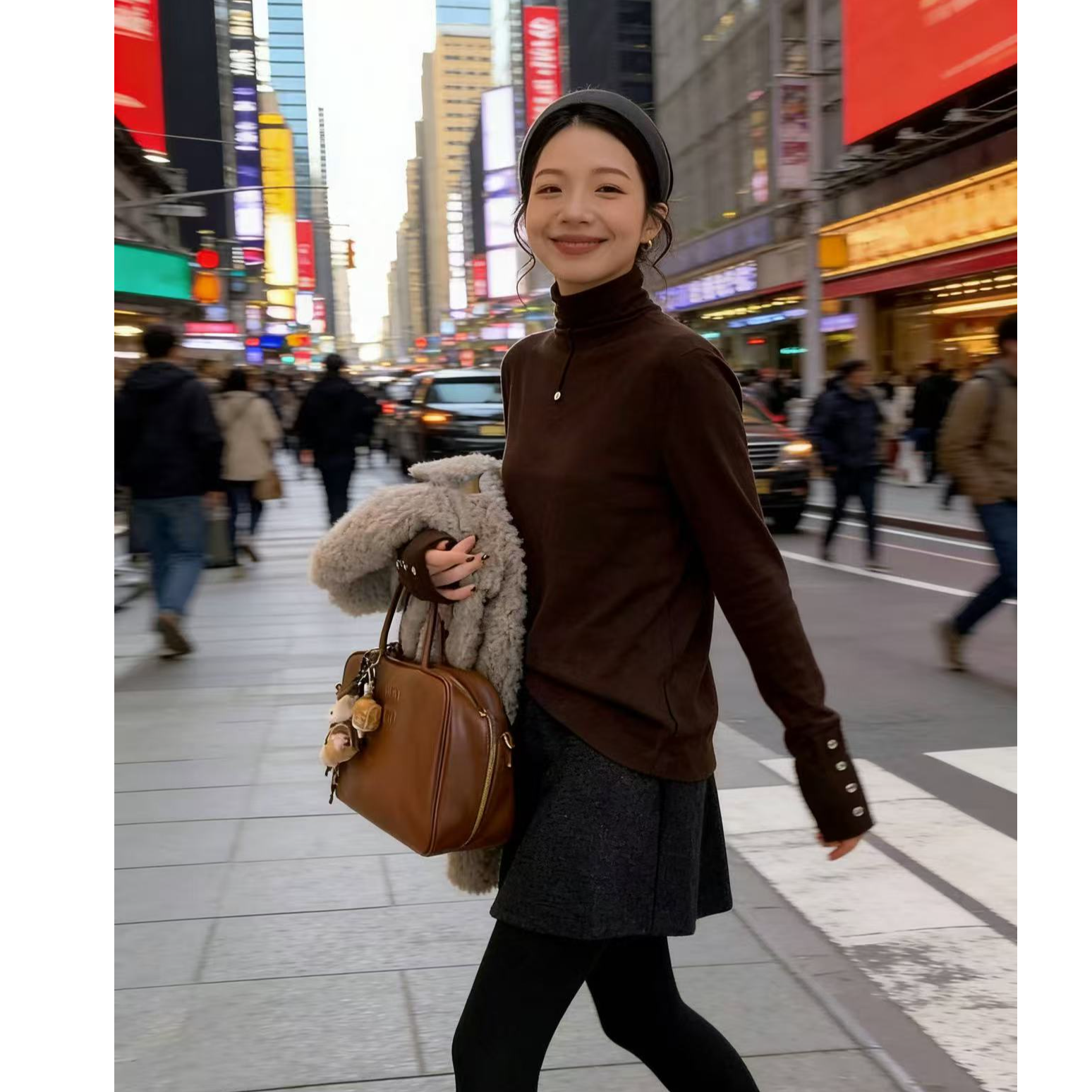 【暮秋】新款 高级感百搭半高领长袖针织衫女前后两穿上衣9338