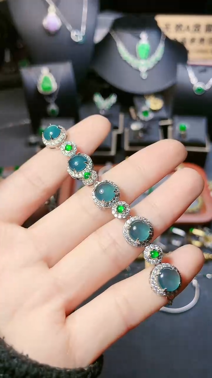 【闪购商品】翡翠手链银S925镶嵌手链