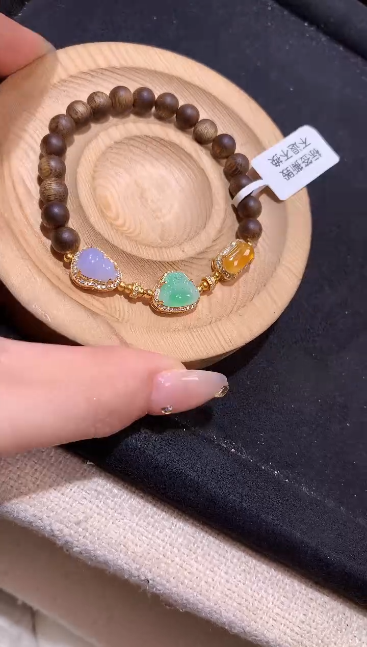 银S925镶嵌手串翡翠手串