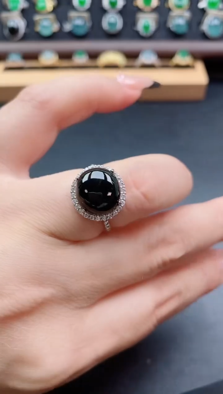 银S925镶嵌戒指翡翠212