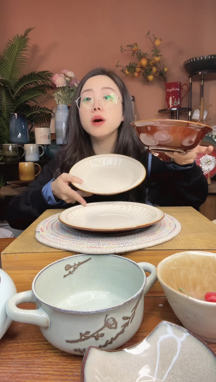 陶瓷8-8.5英寸法式波点3件 3件 微瑕疵