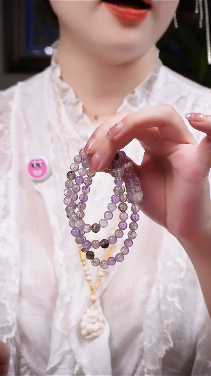 仙女超七萤石扎基拉姆未镶嵌水晶三圈手链