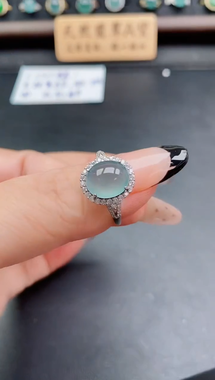 银S925镶嵌戒指翡翠1