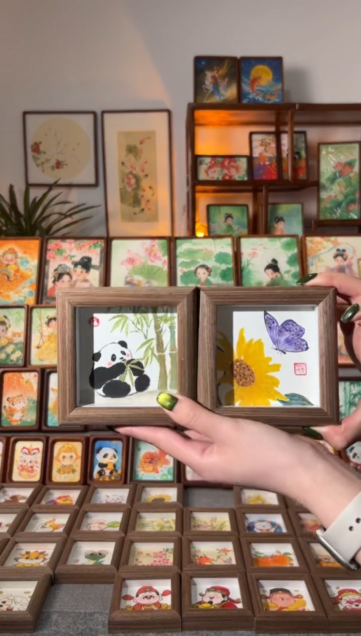 【闪购商品】国画翠竹熊猫 向日葵蝴蝶 一组11