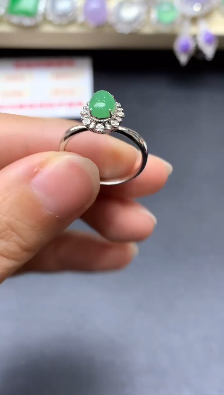 18K金镶嵌戒指翡翠453-中国好珍宝