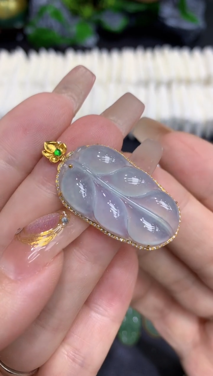 翡翠18K金镶嵌吊坠(不含链)11111