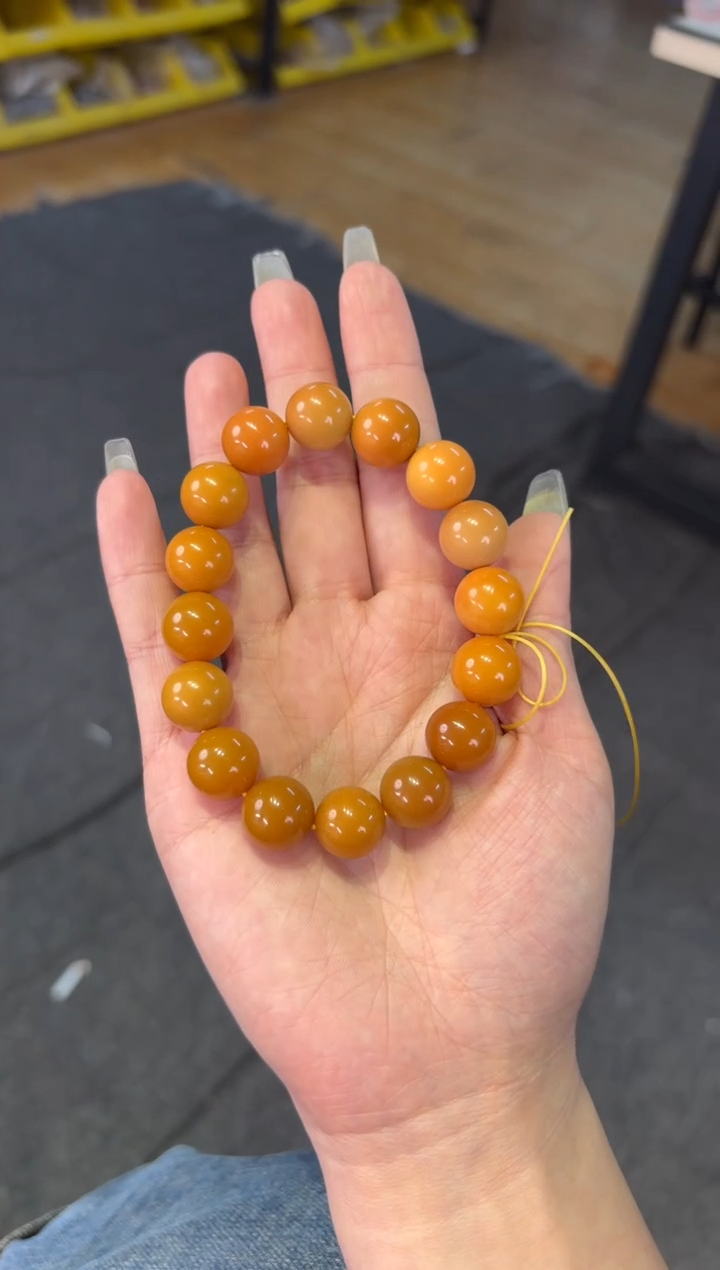 【闪购商品】石英质玉（黄龙玉）手链未镶嵌黄龙玉14mm