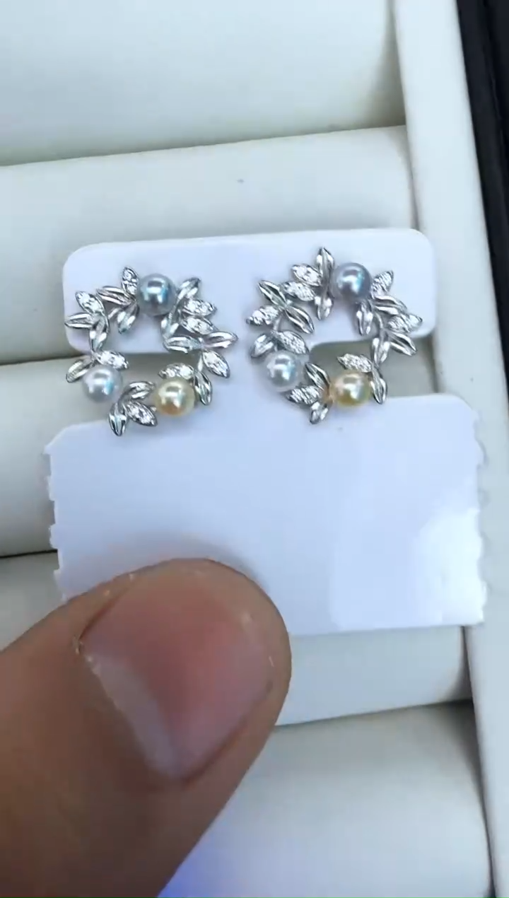 【闪购商品】海水珍珠耳饰银S925镶嵌耳钉
