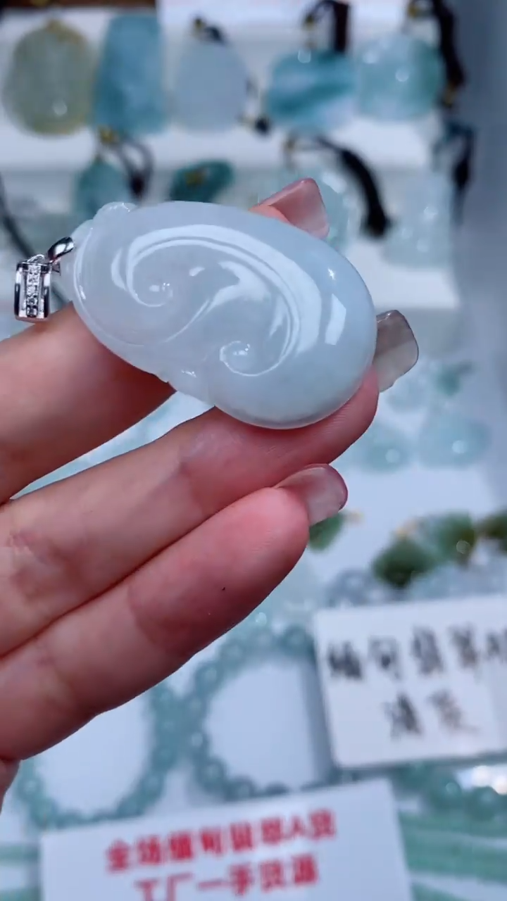 翡翠银S925镶嵌颈饰吊坠