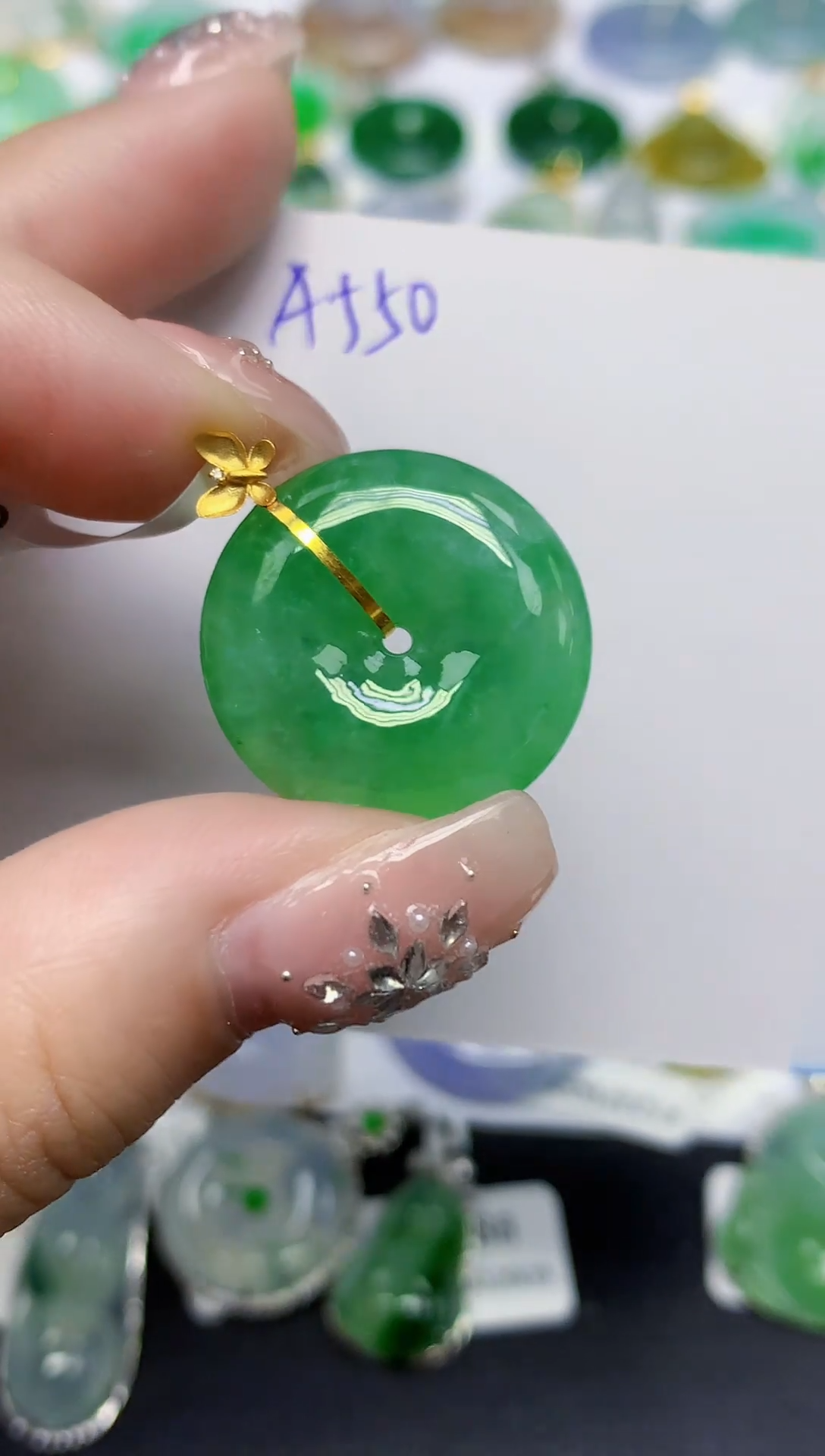 颈饰18K金镶嵌翡翠天然缅甸翡翠A货翡翠百元以上9元证书费自理