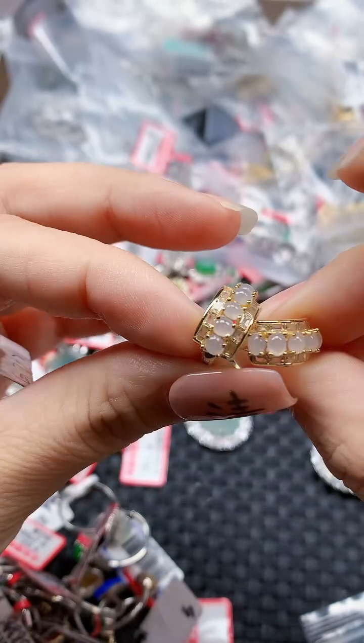 银S925镶嵌戒指翡翠天然A货缅甸翡翠