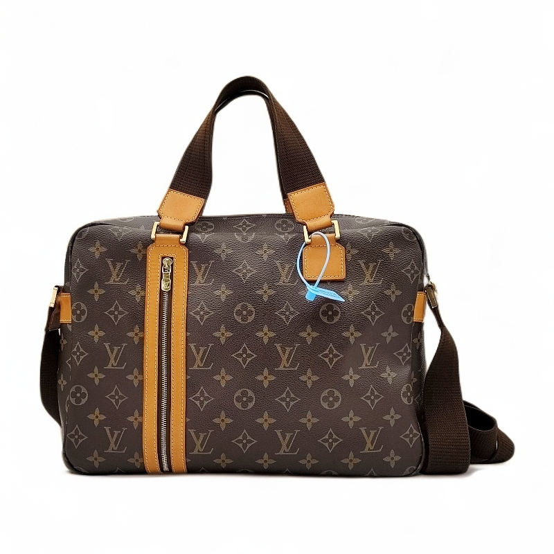 90新 LouisVuitton/路易威登 棕色男士老花公文包单肩斜挎手提包