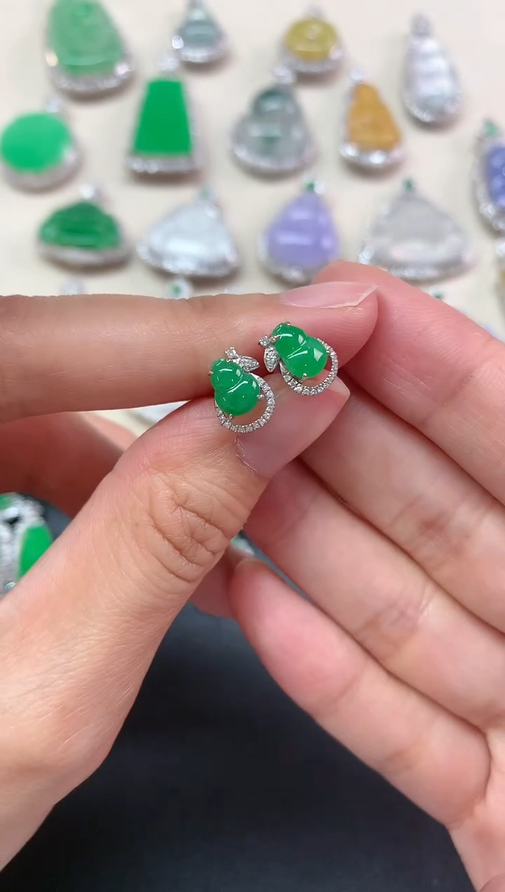 【闪购商品】翡翠耳饰18K金镶嵌D96|2980