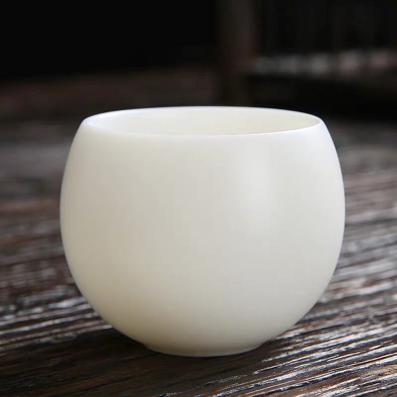 沐雨茶具 素烧白瓷禅定杯茶具主人杯品茗杯龙蛋杯-2134（直播专享）