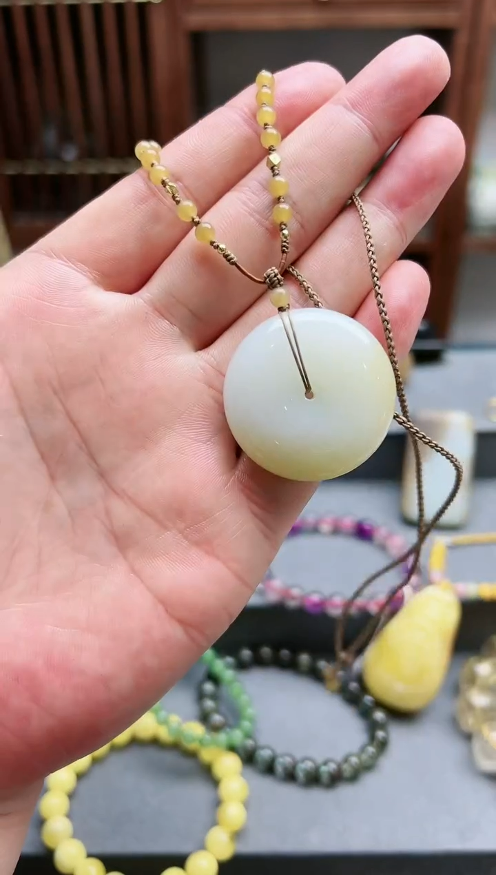 【闪购商品】和田玉吊坠未镶嵌糖白料平安扣吊坠*1 XY