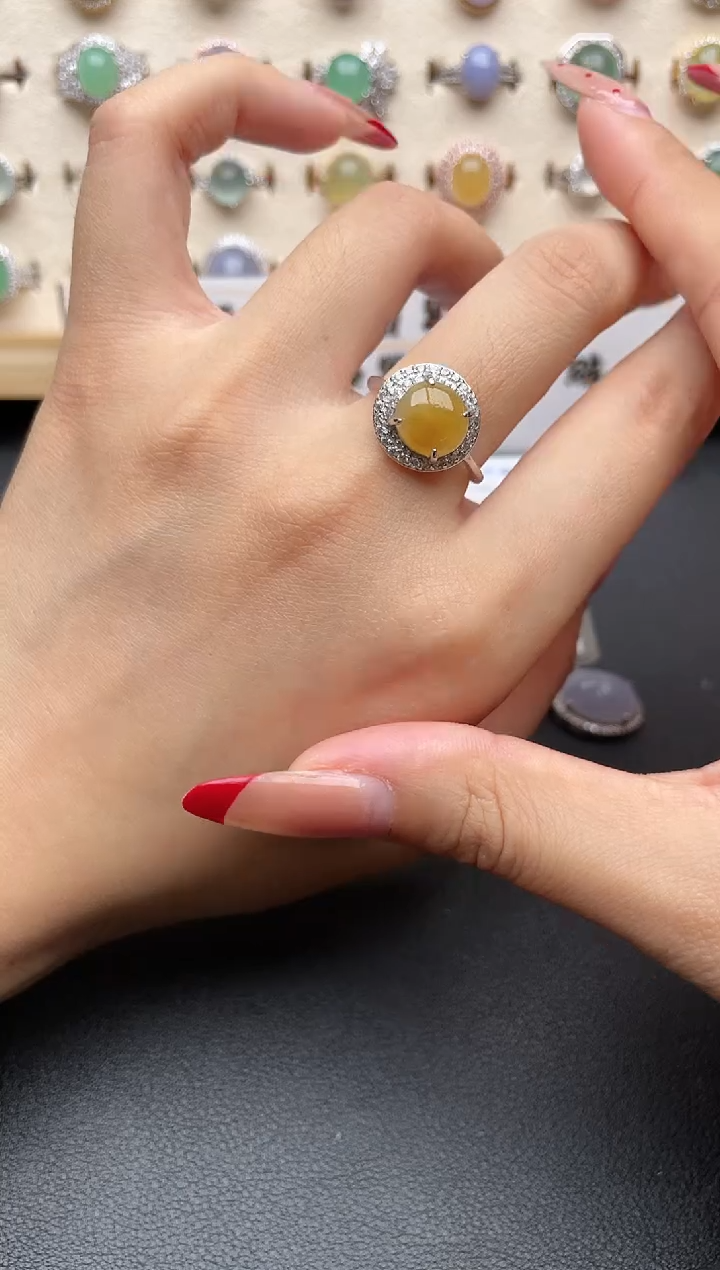 【闪购商品】翡翠戒指银S925镶嵌一物一证一礼盒