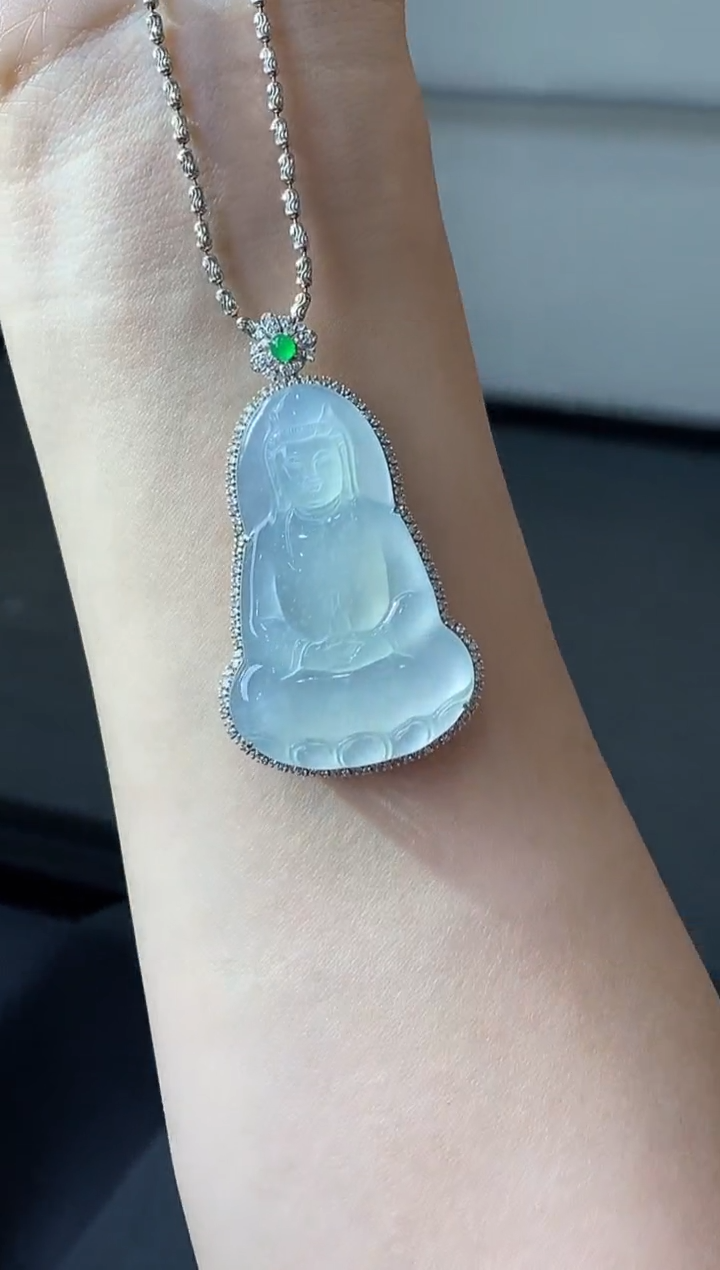 吊坠(不含链)18K金镶嵌翡翠574-中国好珍宝