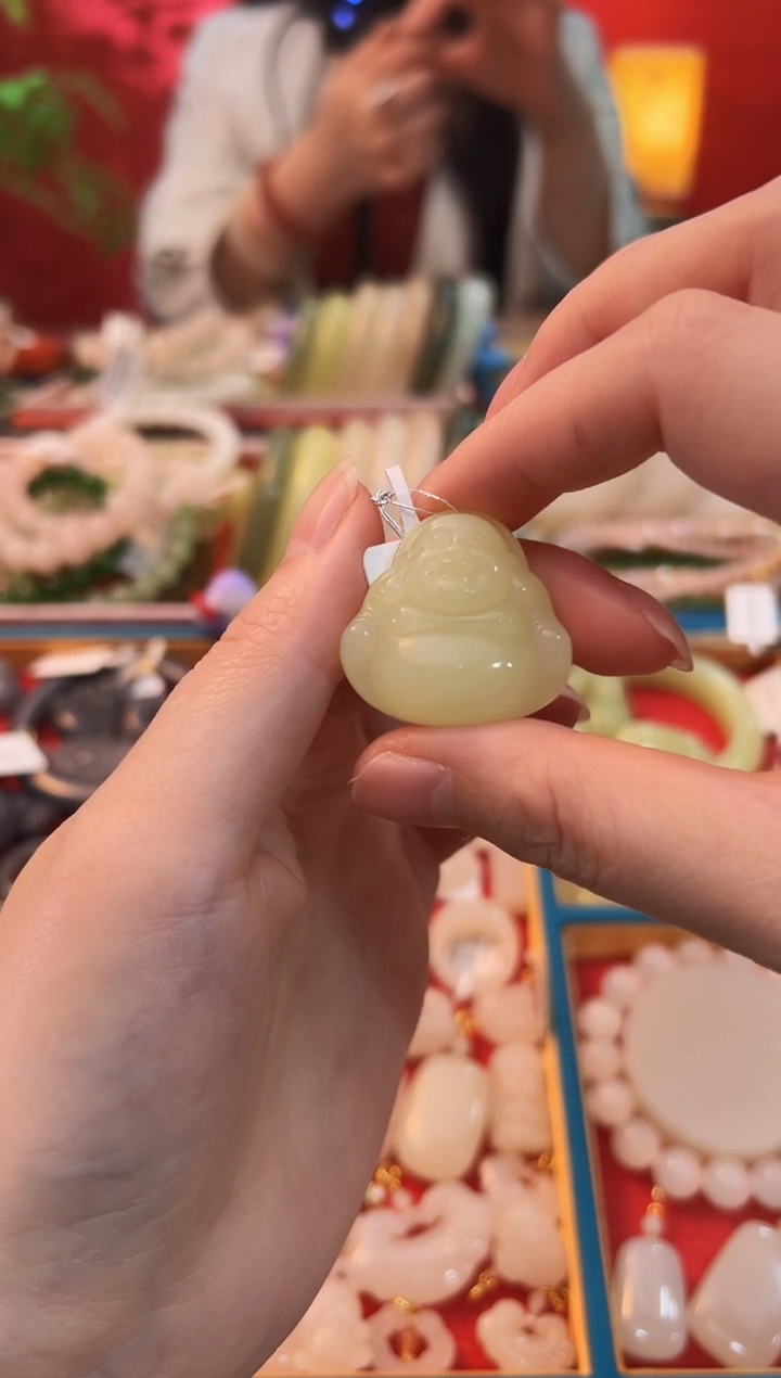 【闪购商品】和田玉吊坠未镶嵌黄口大肚佛公30mm