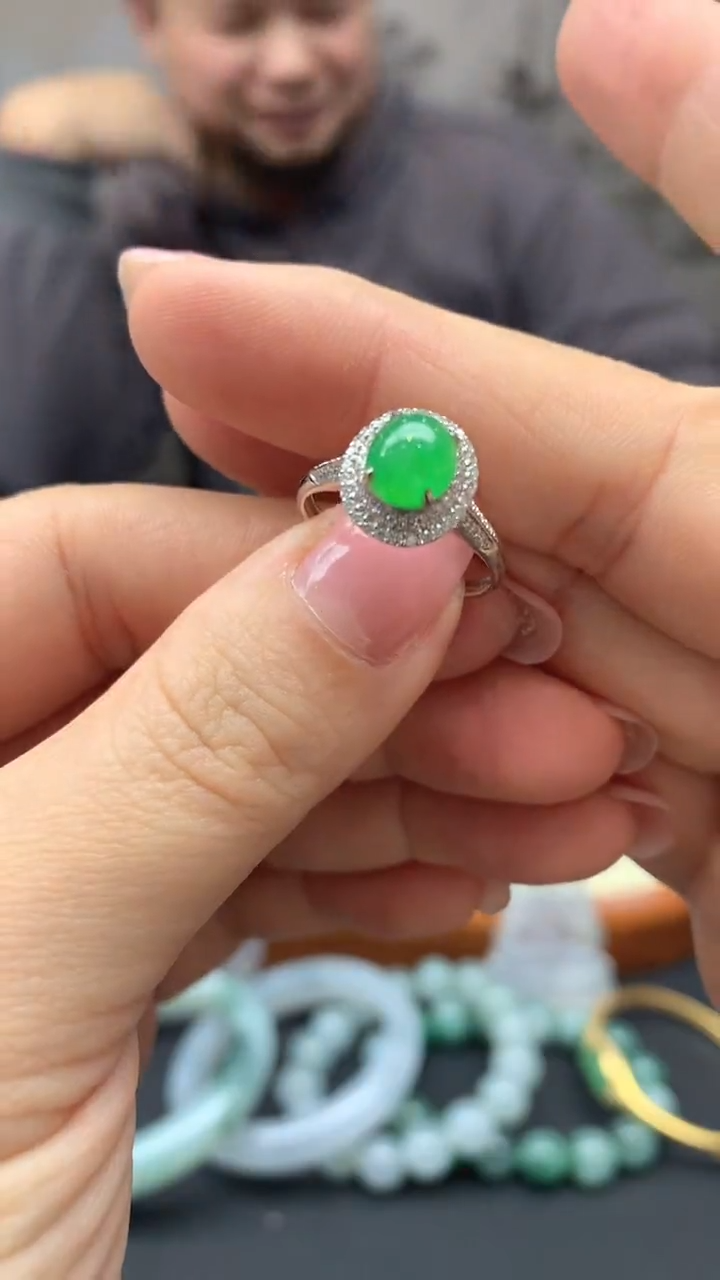 【闪购商品】翡翠戒指18K金镶嵌2-天然翡翠