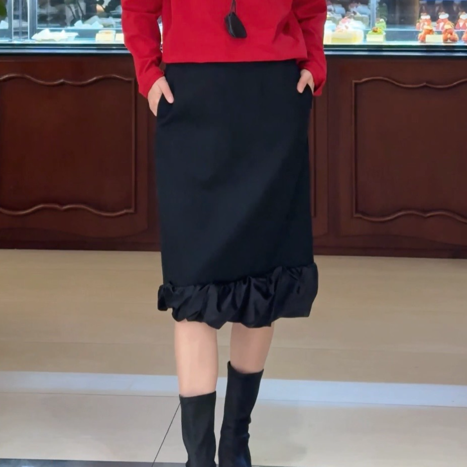 YOEYYOU褶皱拼接小A半裙