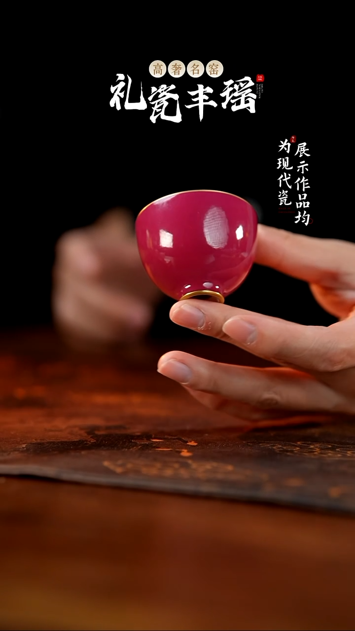 丰瑶陶瓷胭脂水描金蛋杯